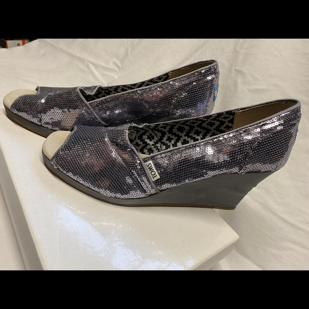 Tom’s Glitter Wedges EUC size 11
